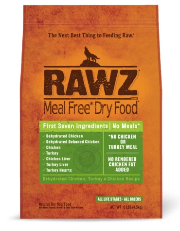 RAWZ MEAL-FREE DEHYDRATED CHICKEN, TURKEY & CHICKEN DOG FOOD RECIPE